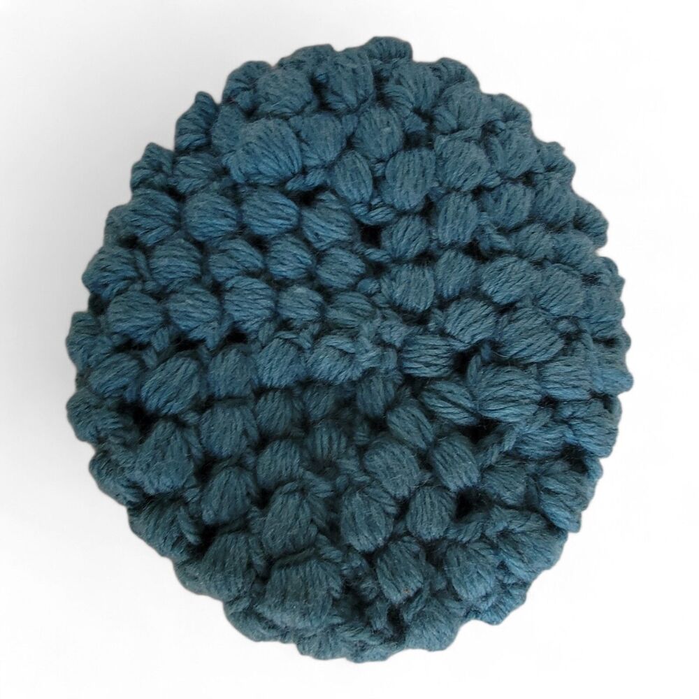 Handmade Beanie Blue Yarn Y2K Chunky Winter Outdoor Activities Retro Chic Cozy - Picture 2 of 3